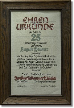 Silberner Meisterbrief August Beumer